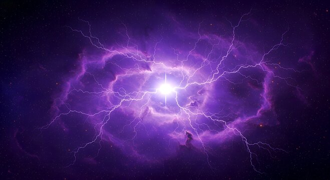 A purple nebula with a glowing white dwarf at its center.