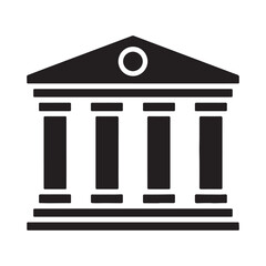 Fototapeta premium Classic greek building with columns and pediment silhouette isolated on white background