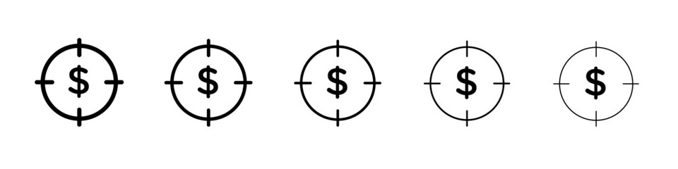 Funds hunting icon thin line outline set or collection