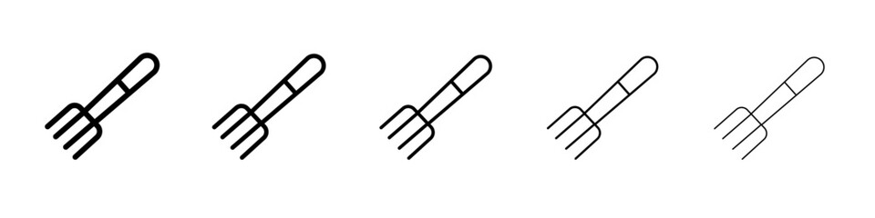 Garden fork icon thin line outline set or collection