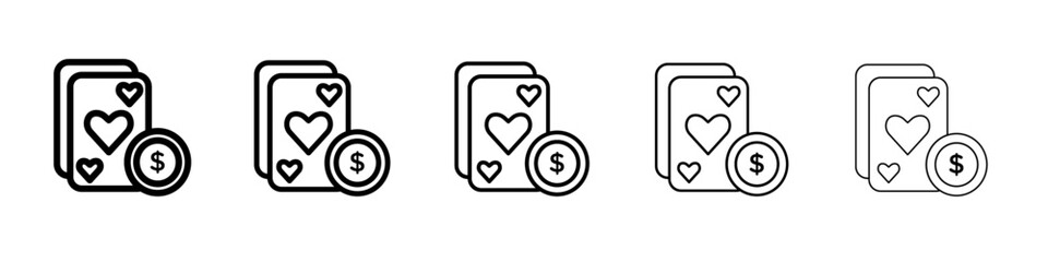 Gambling icon thin line outline set or collection