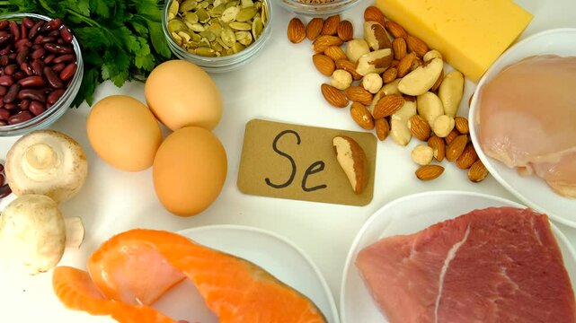 Foods contain selenium food. Selective focus.