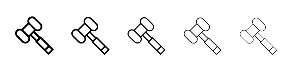 Gavel icon thin line outline set or collection