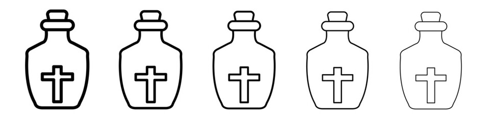 holy water bottle icon thin line outline set or collection