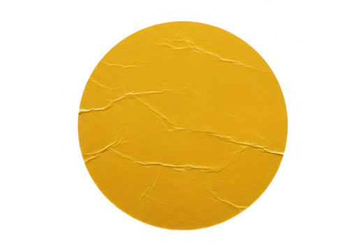 A golden yellow circle sticker with a peeled edge isolated on transparent background, ideal for adding to your designs - Powered by Adobe