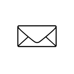 Flat envelope icon, email symbol in black