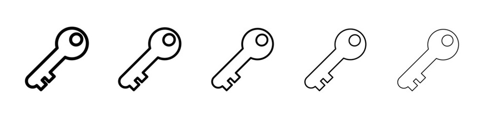 KEY ICON thin line outline set or collection
