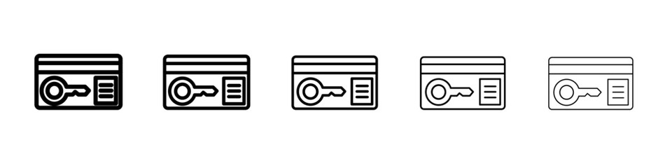 Keycard access icon thin line outline set or collection
