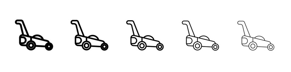 lawn mower icon thin line outline set or collection