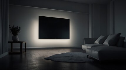 Soft White Glow of TV Screen Illuminating Dark Space