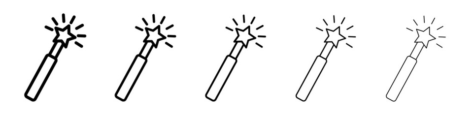 Magic wand icon thin line outline set or collection
