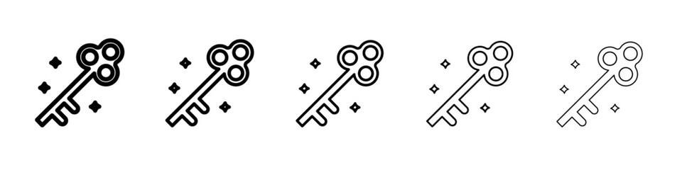 Magic key icon thin line outline set or collection