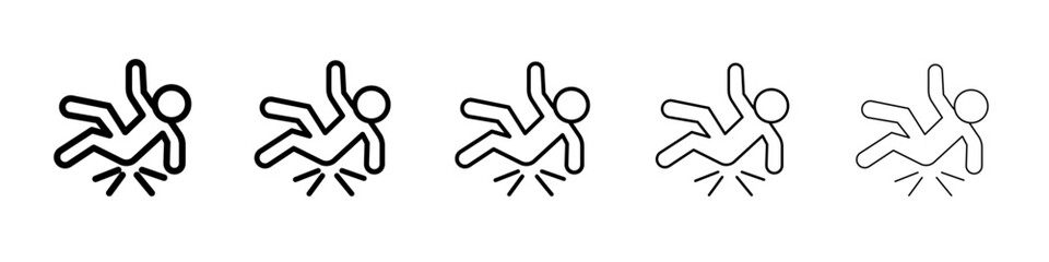 Man tripping icon thin line outline set or collection
