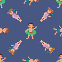 Summer Kids Seamless Pattern Illustration. Endless textures for your design