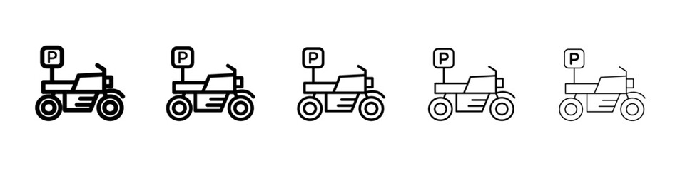 motorbike parking icon thin line outline set or collection