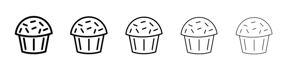 Muffin icon thin line outline set or collection