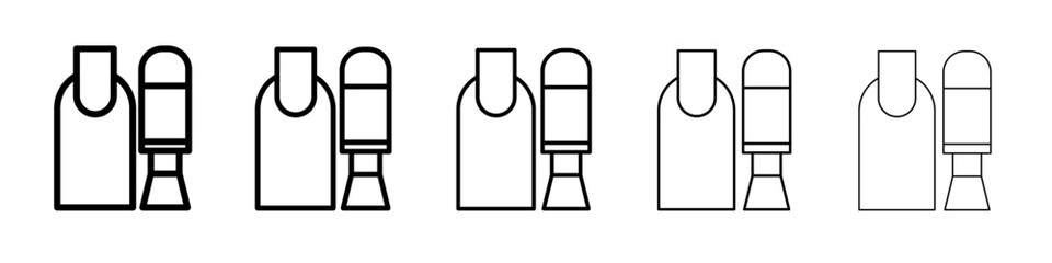 Nails polish icon thin line outline set or collection
