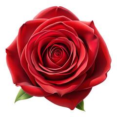 A beautiful red rose with delicate petals is isolated on transparent background