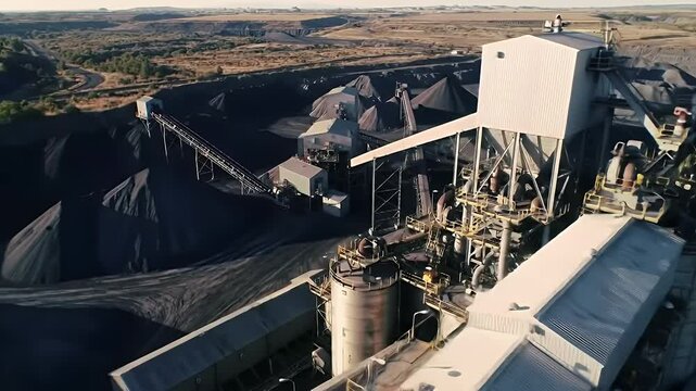 Coal Mine Processing Plant: Aerial View of Industrial Landscape