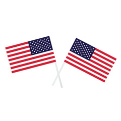 Two American Flags Vector Icon.