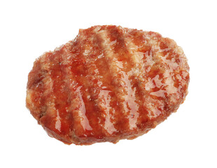 One delicious hamburger patty isolated on white