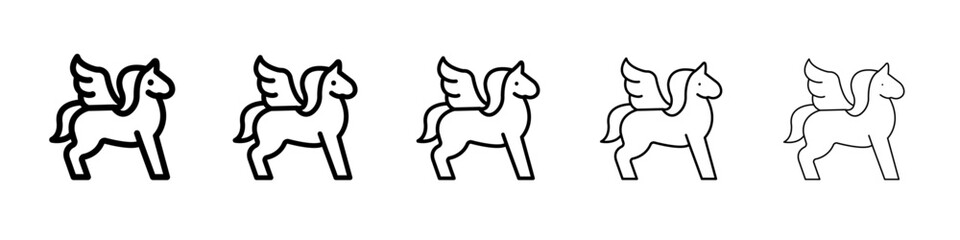 Pegasus icon thin line outline set or collection