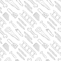 construction pattern. construction tool seamless pattern. doodle construction seamless pattern. construction tool background