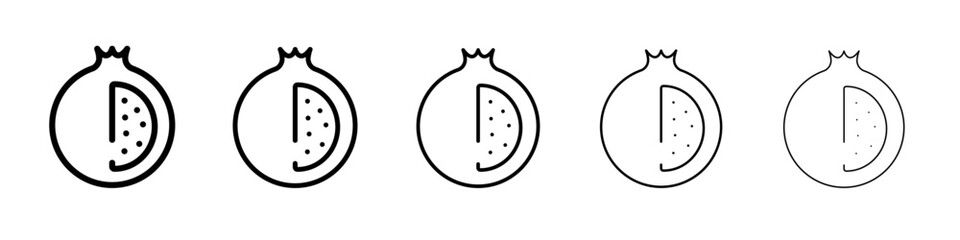 Pomegranate icon thin line outline set or collection