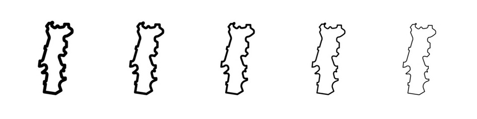 portugal map icon thin line outline set or collection