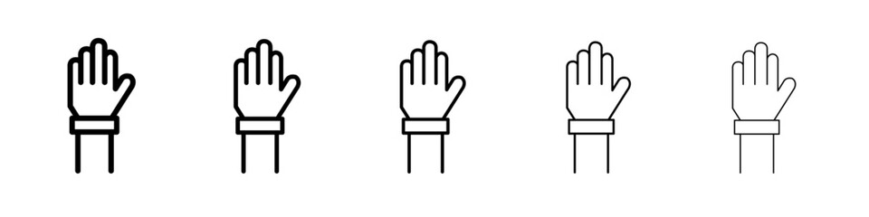 Obraz premium Raised hand icon thin line outline set or collection