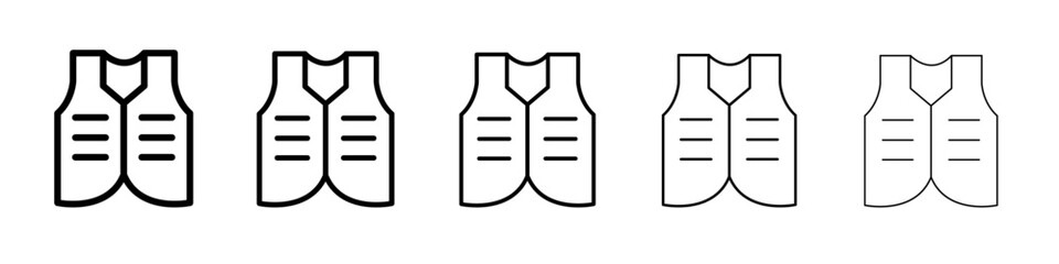 Reflective police vest icon thin line outline set or collection