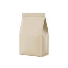 A simple light brown paper bag with a sealed top isolated on transparent background