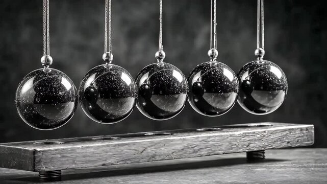 Glass Newton's cradle in motion concept