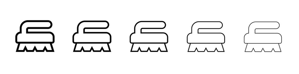 Scrubbing brush icon thin line outline set or collection