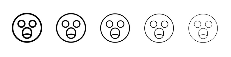 Shocked face icon thin line outline set or collection