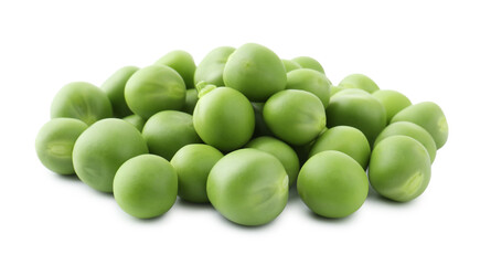 Pile of fresh green peas isolated on white
