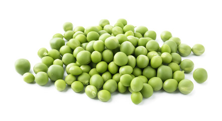 Pile of fresh green peas isolated on white