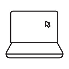Outline icon of laptop device. Ideal for remote work, business, education, and digital computing. Vector illustration, editable stroke.