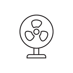 Outline icon of an electric fan. Great for cooling devices, air circulation, home appliances, and summer season elements. Editable stroke, vector.