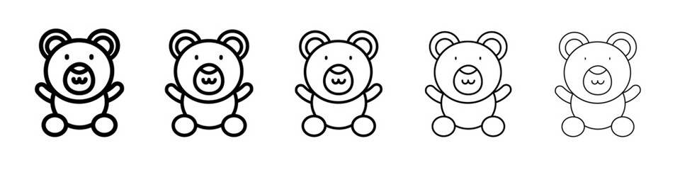 Teddy bear icon thin line outline set or collection