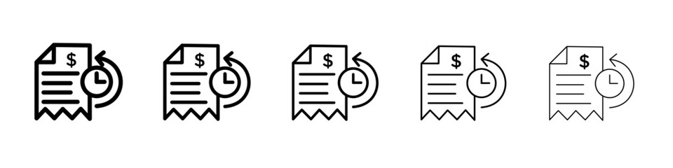 Transaction history icon thin line outline set or collection
