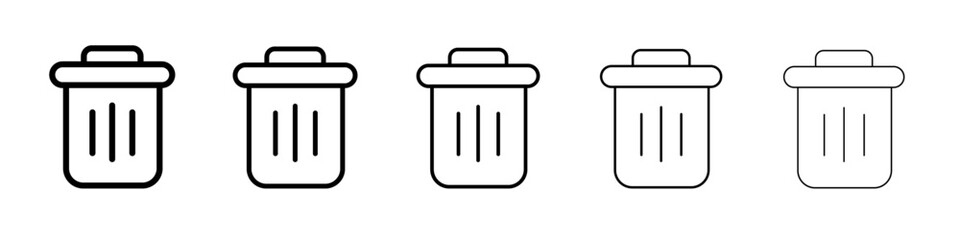 Trash icon thin line outline set or collection