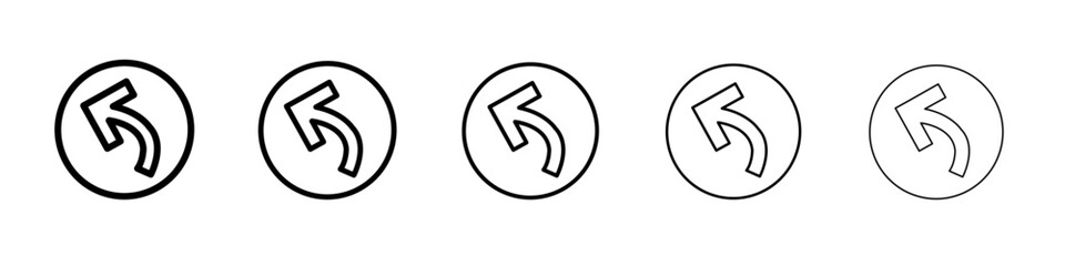 undo arrow sign icon thin line outline set or collection
