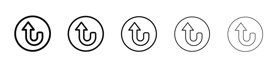 Undulating arrow icon thin line outline set or collection