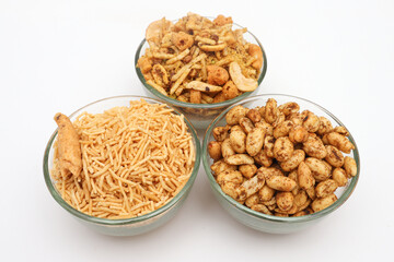 Aloo Bhujia, Mixture, and Masala Peanuts – Indian Namkeen Combo
