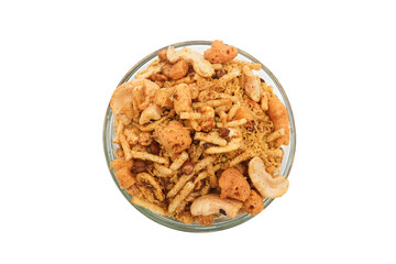 Crispy Masala Mixture – Popular Indian Snack on White Surface