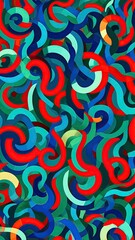 Abstract composition of interwoven colorful shapes with diverse hues creating a dynamic and visually rich pattern in a vertical format