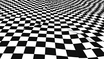 Abstract Three Dimensional Checkerboard Pattern with Black and White Squares in Grayscale