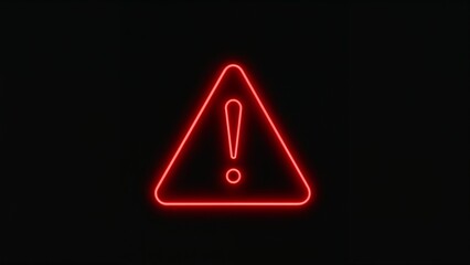 Glowing red triangle warning sign on dark background
