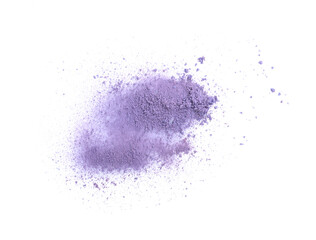 Crushed eye shadow isolated on white, top view. Makeup product